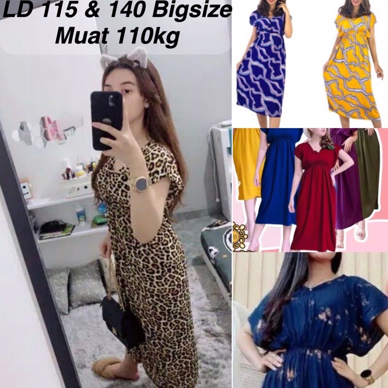 DRESS Jumbo DASTER MANOHARA LD 110, LD 120 BIGSIZE BALI LEOPARD