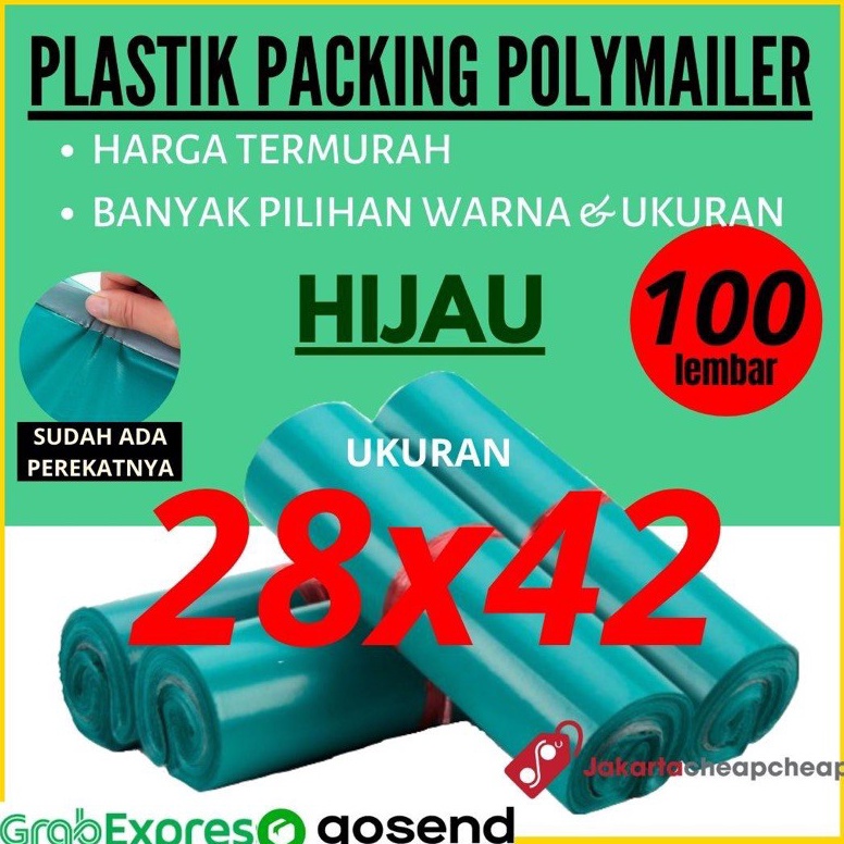 

Bestseller JCP2 Plastik Packing Polymailer 28x42 Hijau Amplop Packing Online Termurah DQ