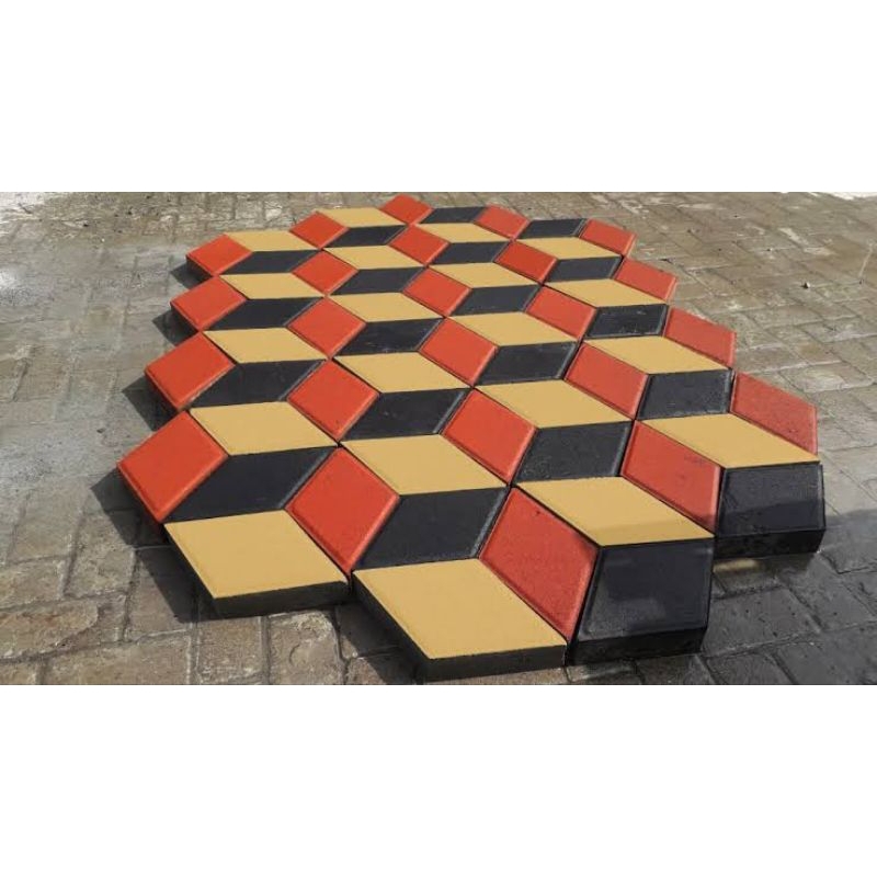 Paving 3D Tebal 5 cm &  6 cm Press manual | Paving Tiga Dimensi | Paving Wajik | Paving Halaman