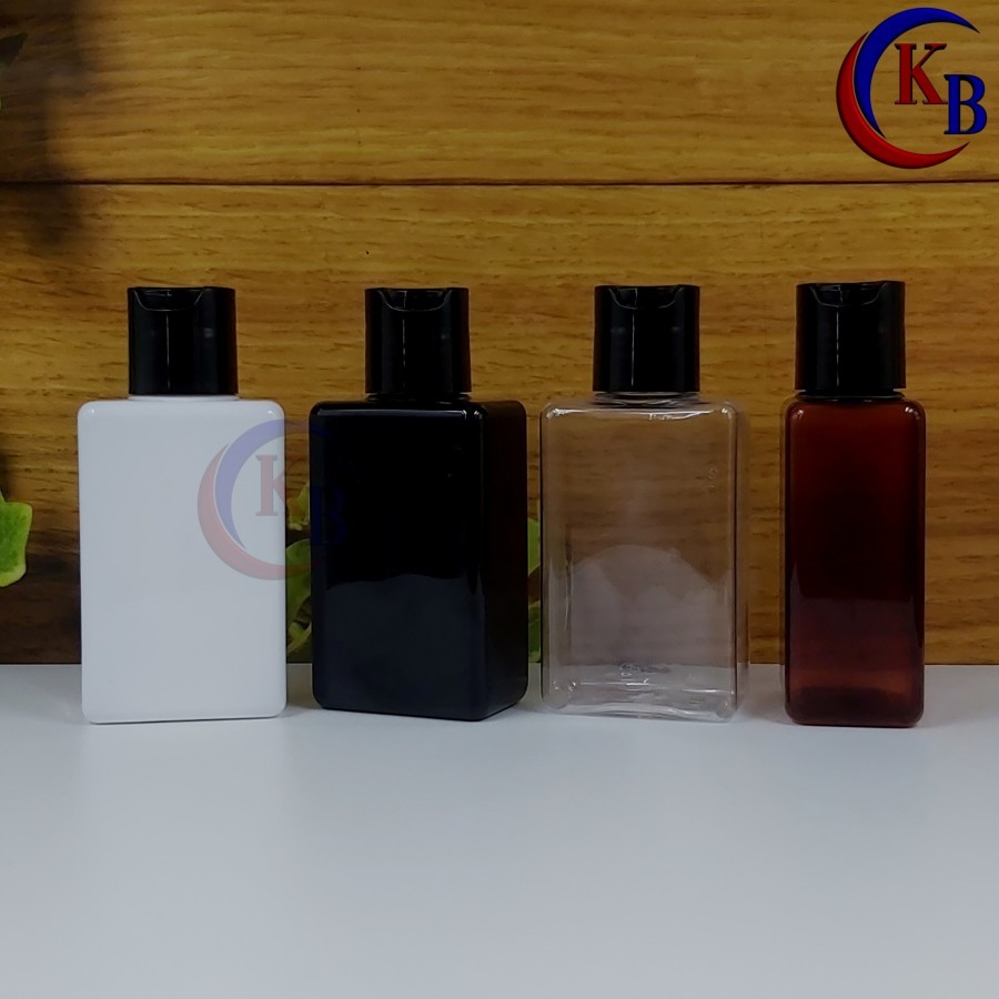 BOTOL PRESSTOP 100 ML DISCTOP HITAM / BOTOL PLASTIK 100ML KOTAK NECK 24