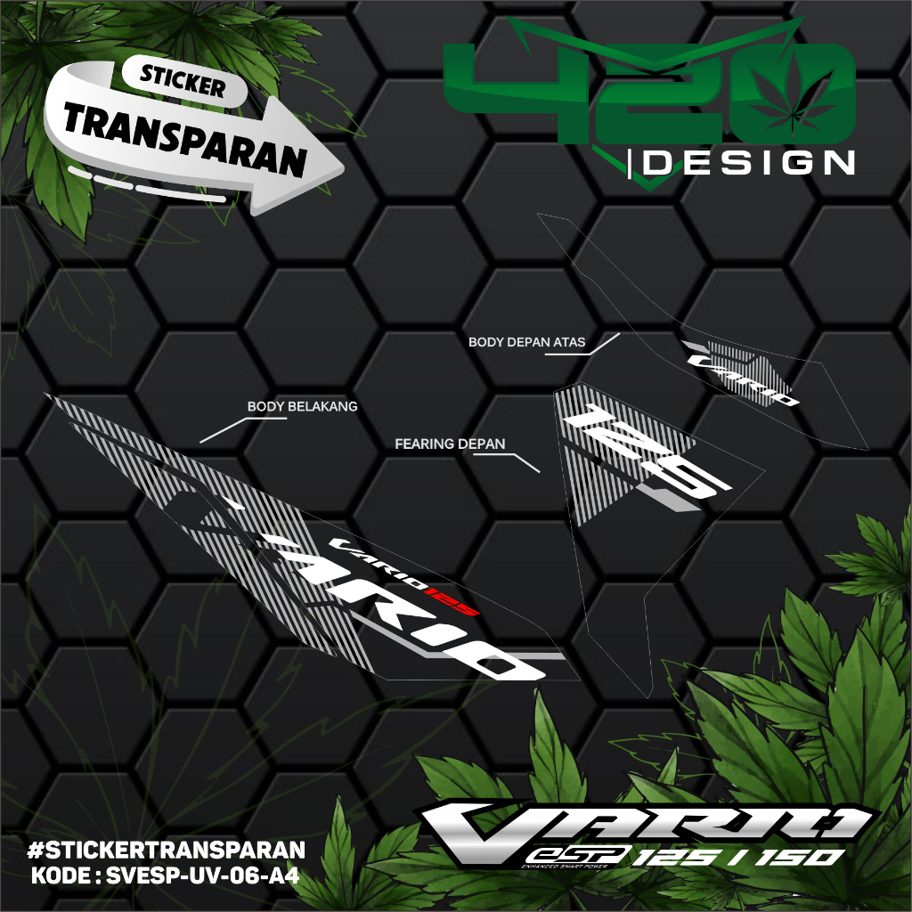 Striping UV Transparan Vario ESP 125 Vario LED 2017 Motif Garis - Stiker Striping Vario ESP 125 Baha