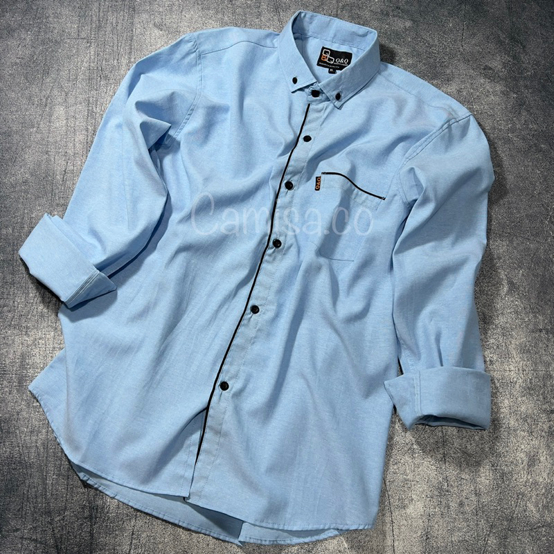 KEMEJA PRIA LENGAN PANJANG BLUE SKY LIST DADA KASUAL HEM PRIA POLOS PAKAIAN PRIA KEMEJA KASUAL LENGA