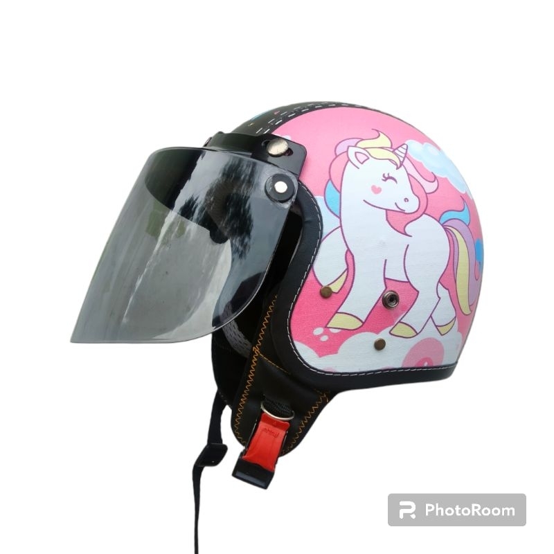 LIMITID EDITION HELM BOGO RETRO ANAK KARAKTER UNICORN USIA 7-12 TAHUN BISA CODbogo junior/bogo anak/