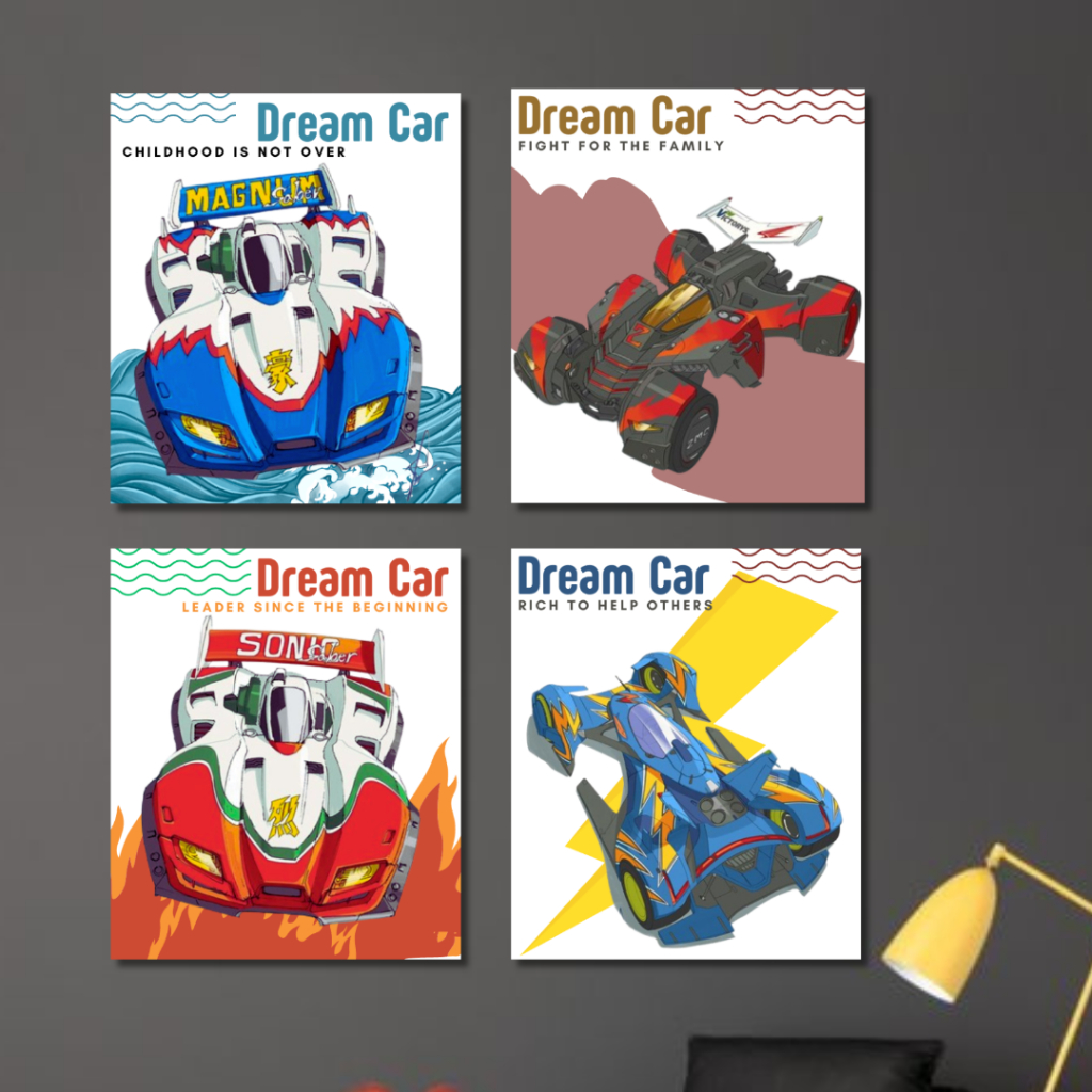 Hiasan Dinding Dekorasi Pajangan Kamar Rumah Ruangan PosterTamiya Mini 4WD LET'S & GO 20X30cm / 20x1