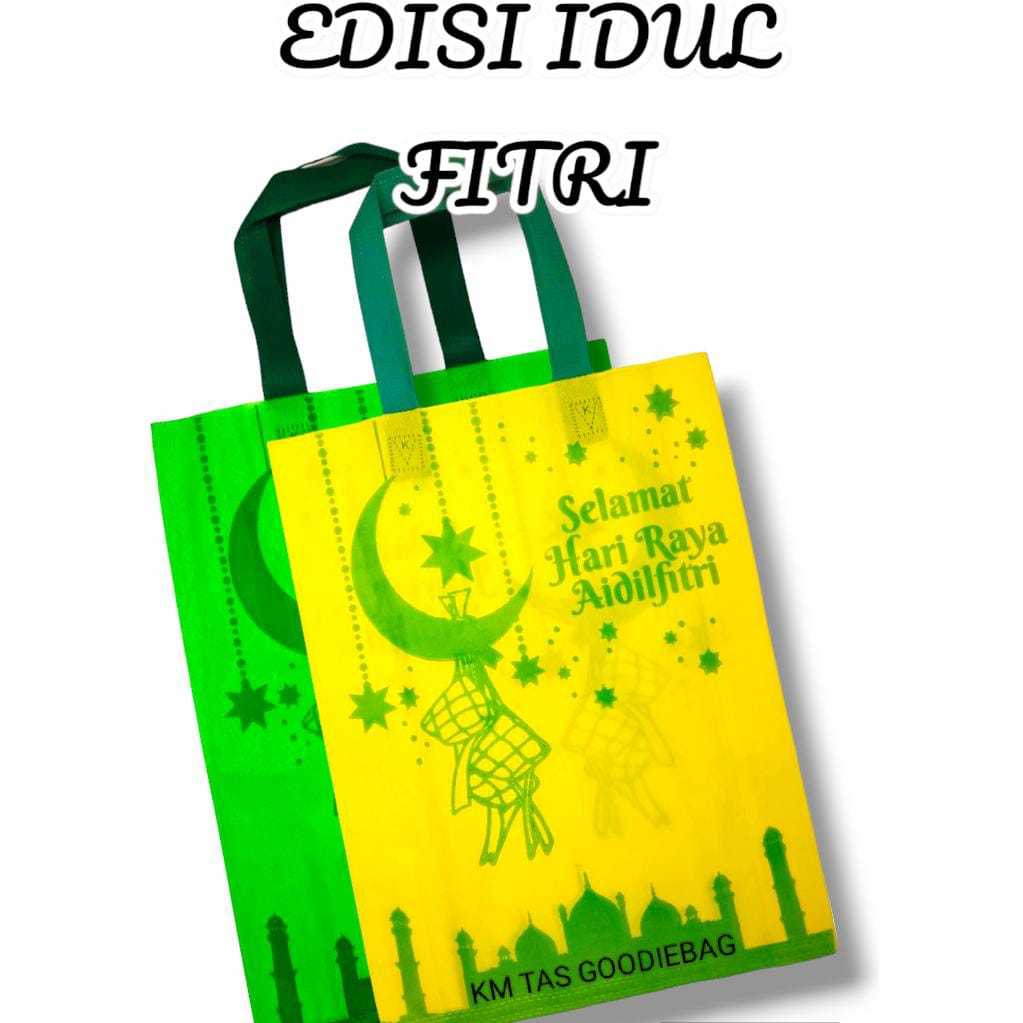 

1 LUSIN ( 12 PCS ) Tas Goodiebag Edisi Lebaran Spunbound Lebaran Idul fitri 30X40 2 sisi - hampers Lebaran