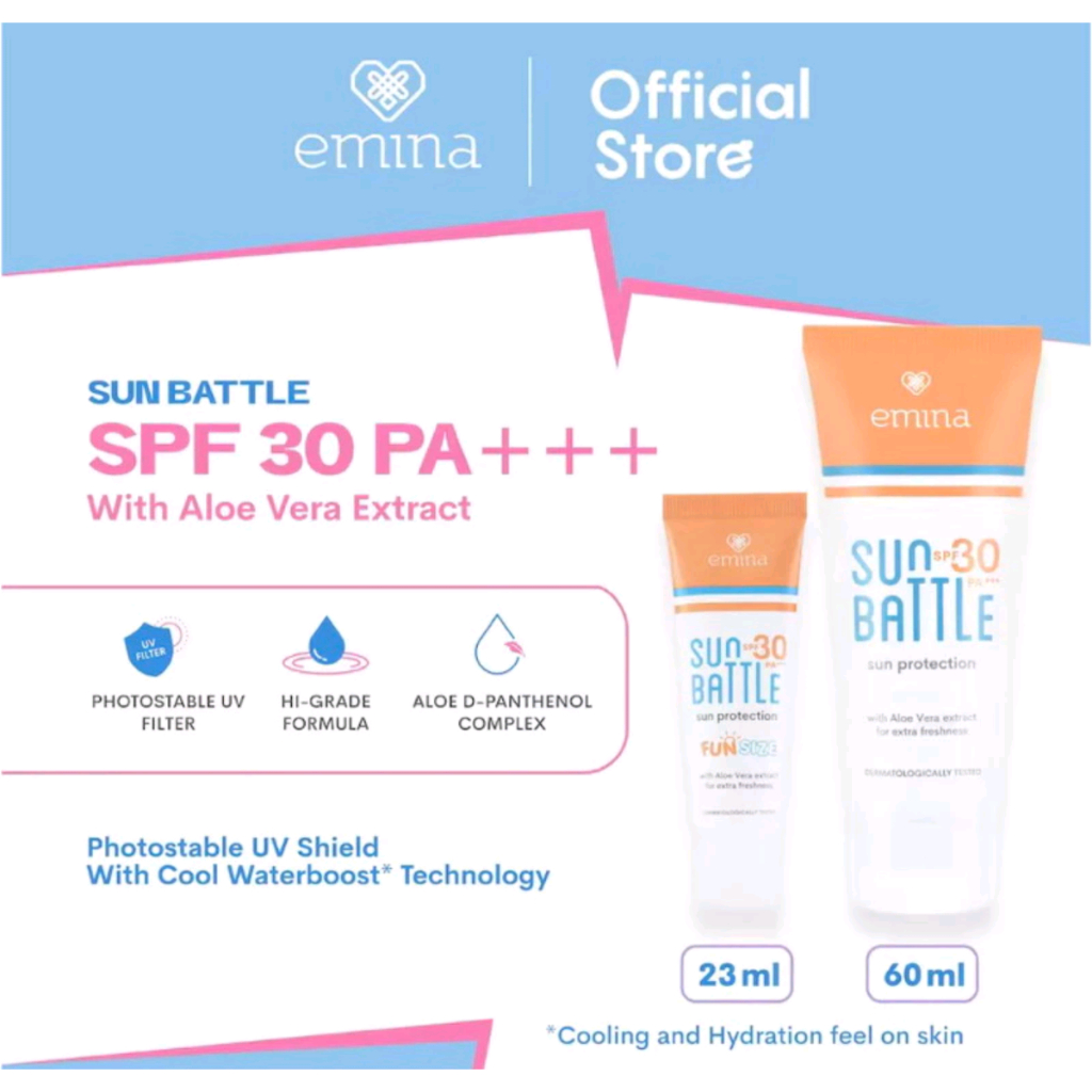 Emina Sun Battle Protection SPF 30 PA+++ 60ML & 23ML / Emina Sunscreen / Sunscreen Wajah