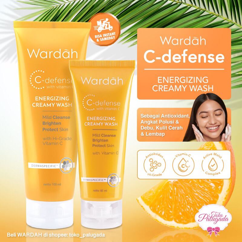 WARDAH C-Defense Energizing Creamy Wash - Sabun Cuci Muka Wardah - Wardah C-Defense Face Wash - Sabu