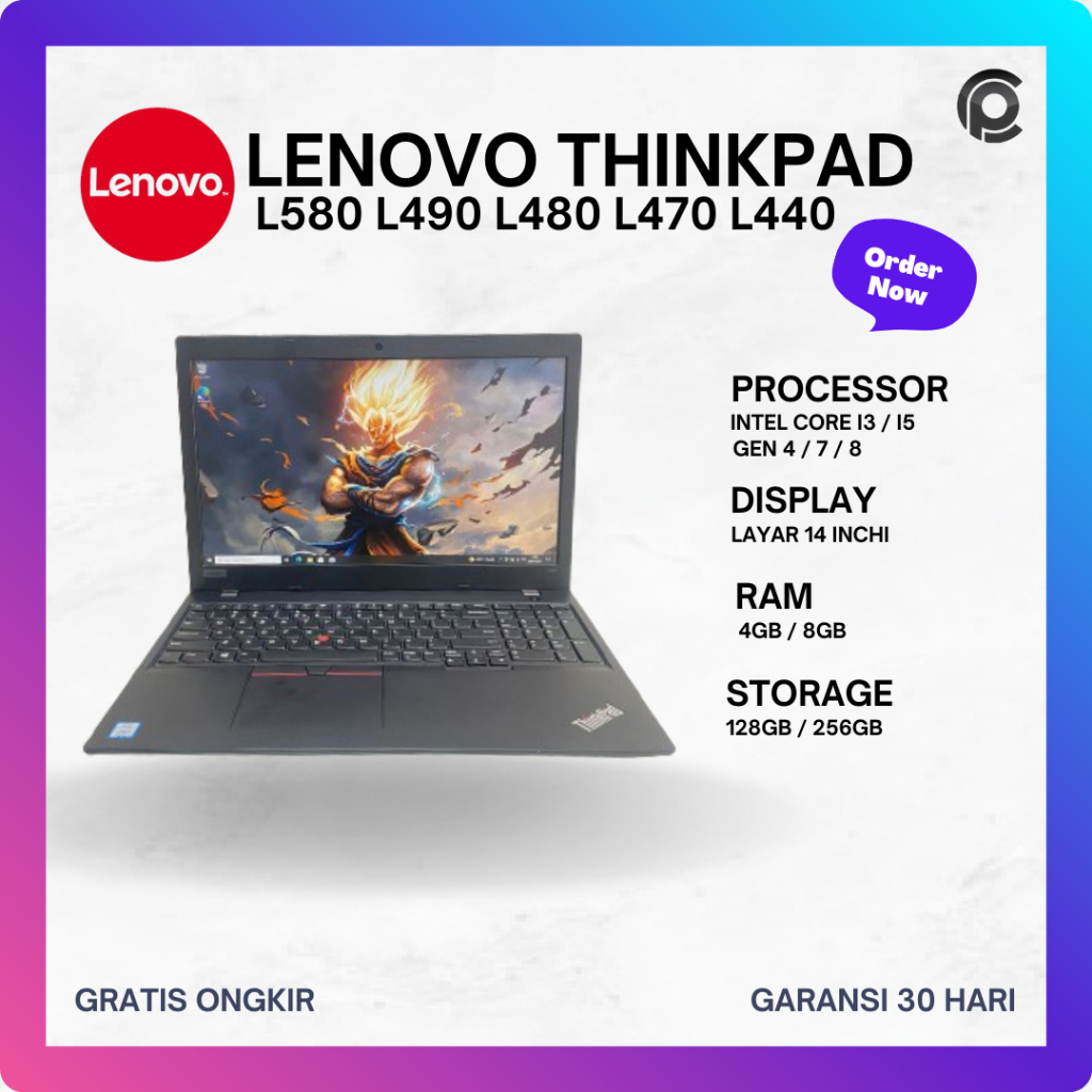 Lenovo ThinkPad L460 L470 L480 L570 L580 L380 L390 Laptop Kerja Kantoran Second Bergaransi
