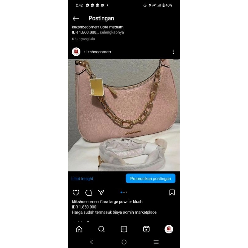 michael kors mk cora large powder blush