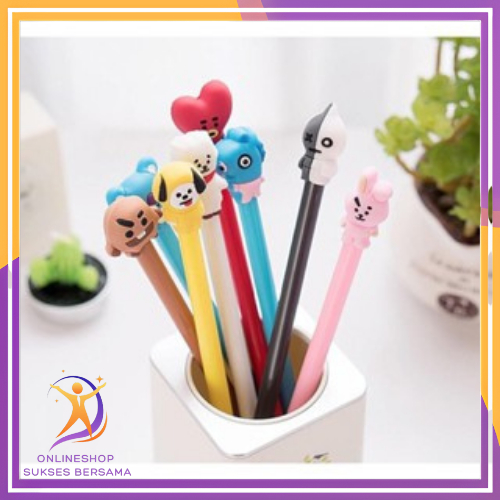 

OSB Pena Karakter ARMY Black Ink Gel Pulpen Murah Gel Bolpen Gel KPOP Alat Tulis Sekolah Kantor Murah