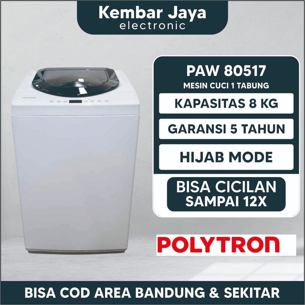 Mesin cuci 1 Tabung 8,5 KG Polytron PAW 80517