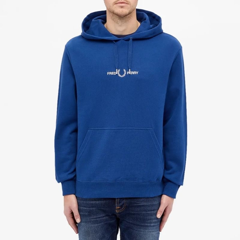Fred Perry Graphic Hoodie Deep Marine Original