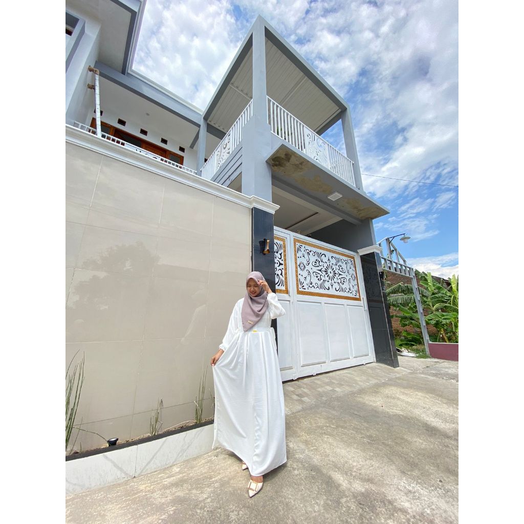 GAMIS NIKITA CRINKLE AIRFLOW TERBARU LD 110CM PB 130-PUTIH