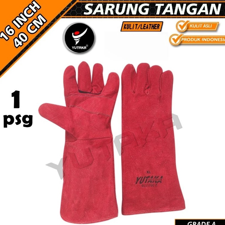 CD SARUNG TANGAN LAS YUTAKA 16 INCH MERAHsarung tangan kulit las yutaka 16 inch murahsarung tangan w