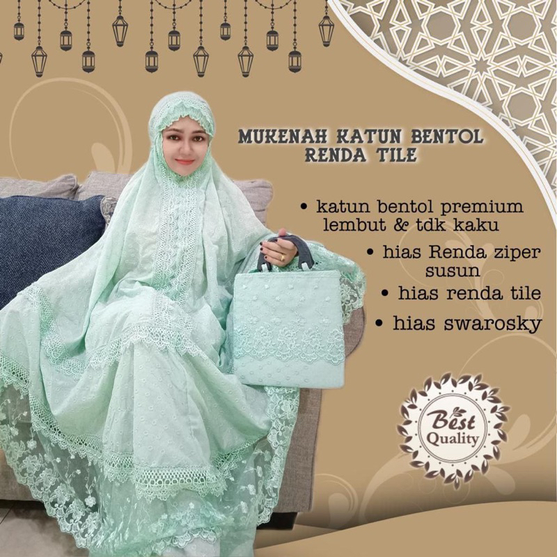 Mukena Katun Bentol Renda Tile Matt Katun Jepang Premium