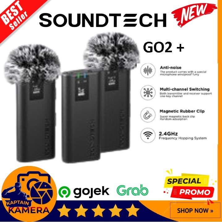 SOUNDTECH GO2+ Wireless Microphone 2.4Ghz Dual-Channel Omni Lavalier - SOUNDTECH GO2