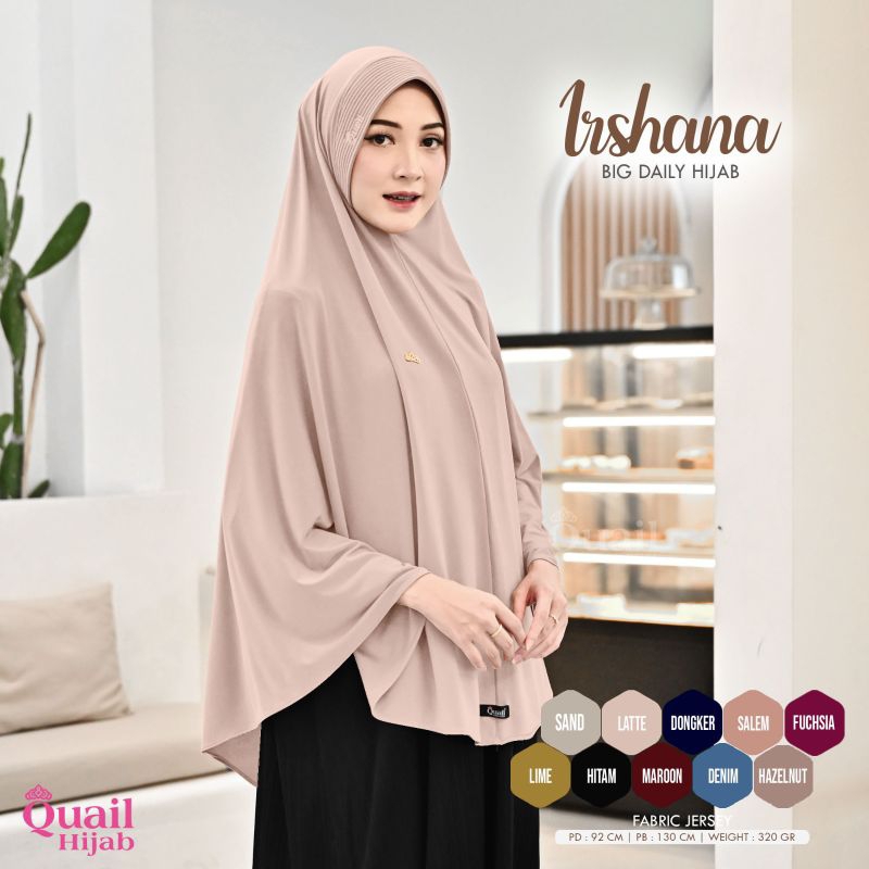 IRSHANA BIG DAILY HIJAB QUAIL ORIGINAL | JILBAB JUMBO JERSEY SYARI QUAIL | JILBAB LATTE JUMBO
