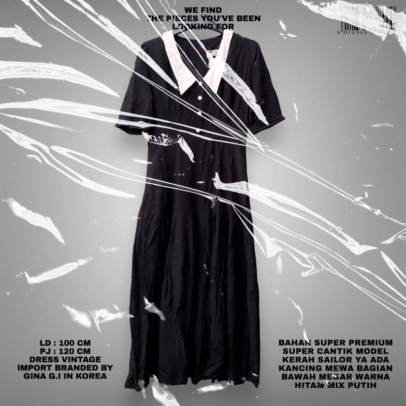 KOREAN DRESS/IMPORT DRESS/SAILOR DRESS/BLACK DRESS/LONG DRESS KOREAN/KOREAN LOOK/KOREAN STYLE/BLACK 