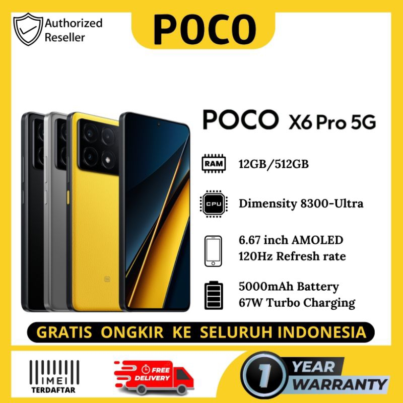 POCO X6 Pro 5G 12GB-512GB Garansi resmi POCO Indonesia