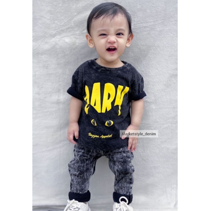Celana Jeans Anak Laki Laki Dan Perempuan Panjang Snow Black Acid Soft Jeans Strech Denim Usia 1 Tah