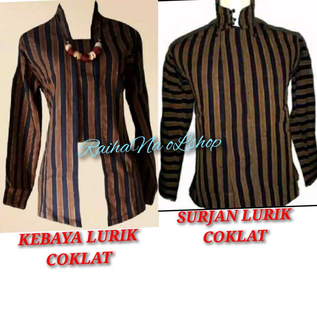 COUPLE BAJU ADAT JAWA | SURJAN LURIK COKLAT + KEBAYA LURIK COKLAT | COUPLE PAKAIAN TRADISIONAL PRIA 