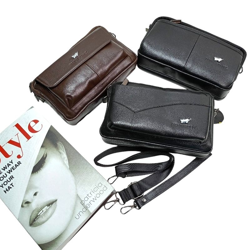 Handbag clutch bisa selempang braun buffel