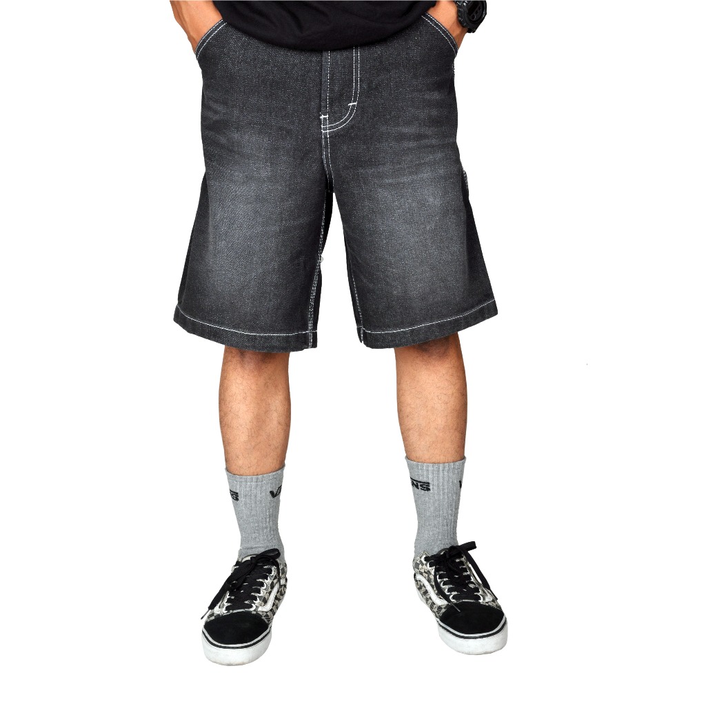 Dankeson - Druga Carpenter Black Washing - Celana Carpenter Pendek Jeans Hitam