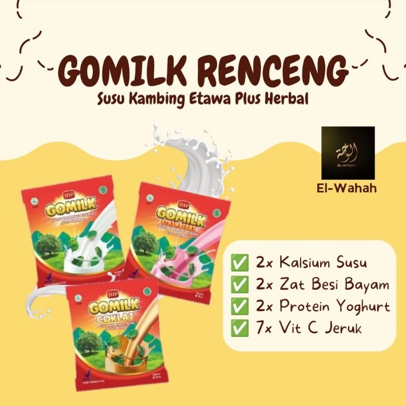 

Gomilk Kemasan Sachet Susu Kambing Etawa Herbal Penambah Nafsu Makan