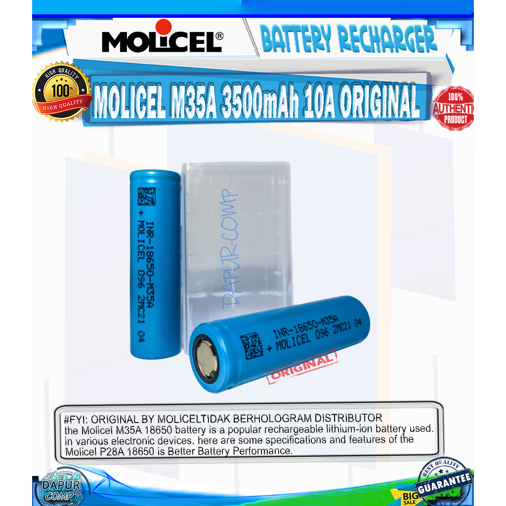 MOLICEL M35A 18650 3500mAh 10A ORIGINAL BY MOLICEL