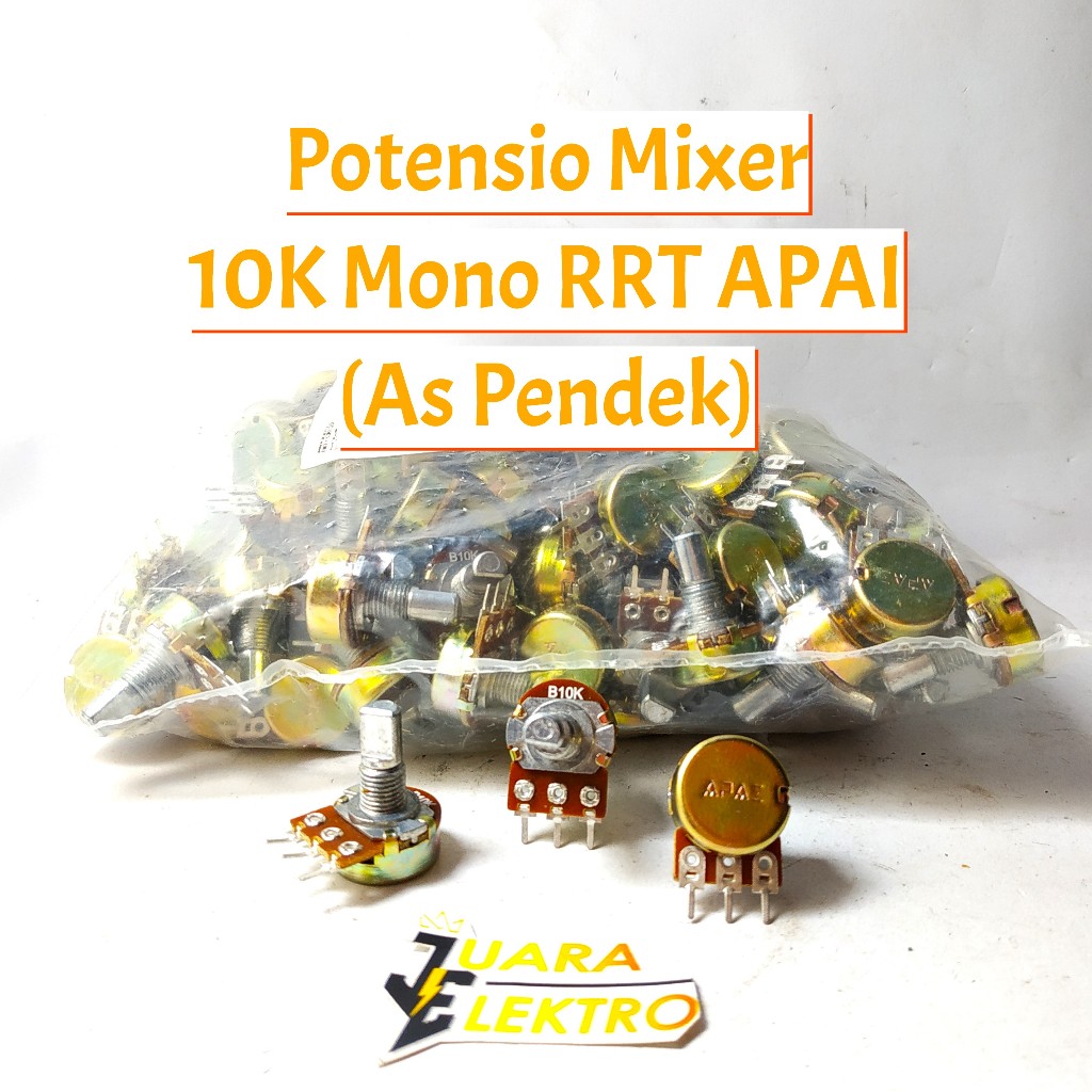 Potensio Mixer 10K Mono As Pendek , 50K Mono RRT APAI As Pendek | Potensiometer Mono 10K 50K Pendek