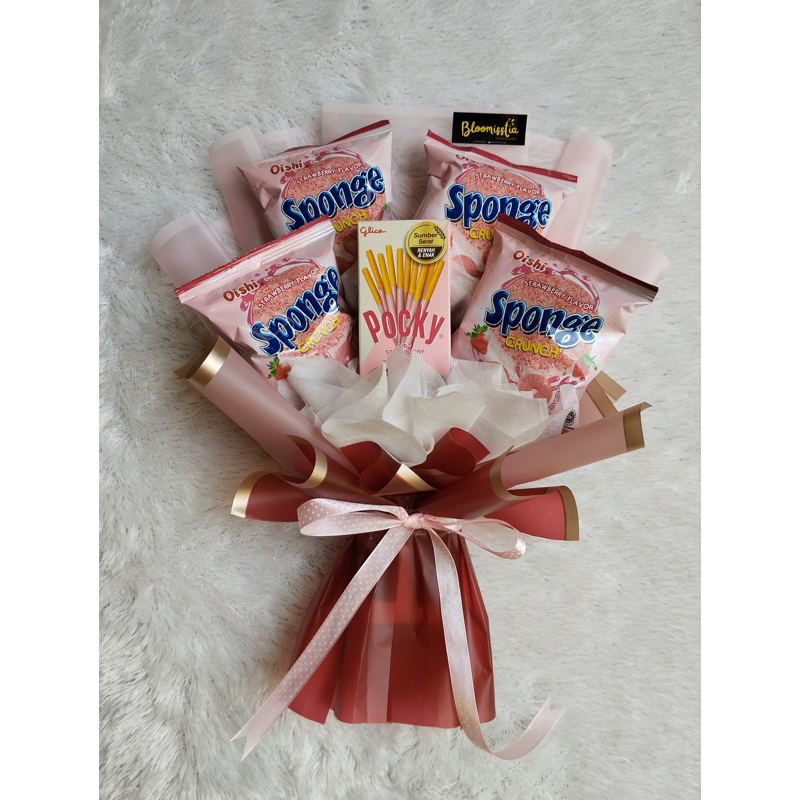 

buket snack murah pink