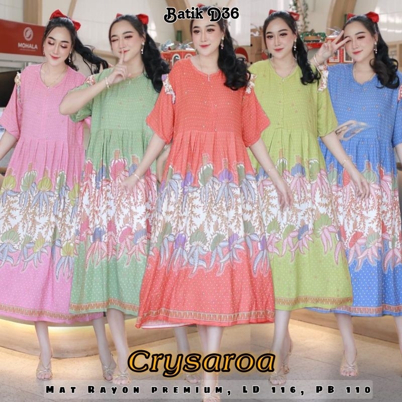 Daster payung jessa Ashana motif polkadot flora cantik warna soft rempel baju harian ld 115 rayon pr
