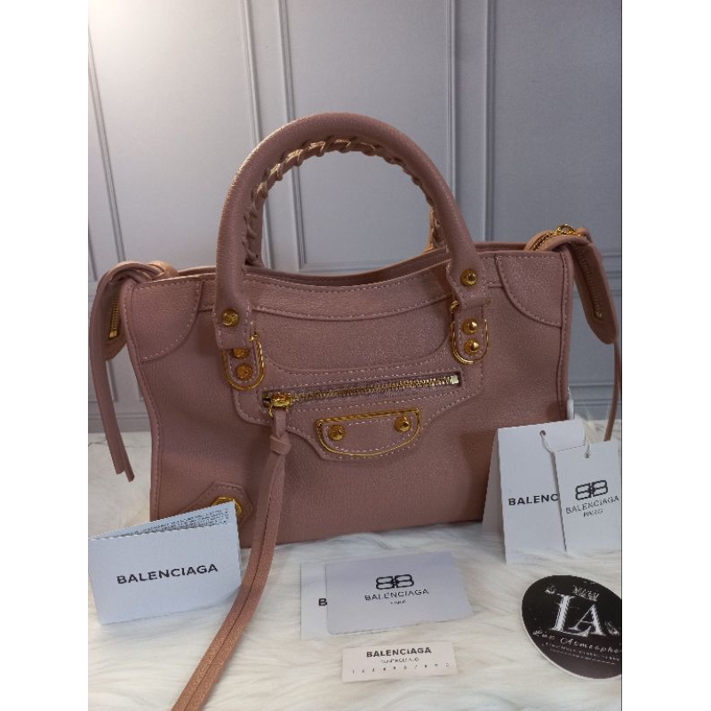Balenciaga Medium City Rose Des Sables 100% original Goatskin