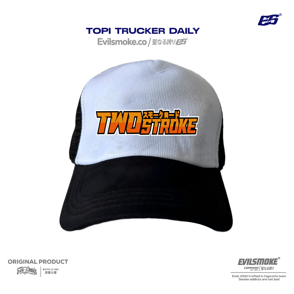 Topi Jaring trucker  2 stroke 2 tak  EVILSMOKE - BEBEK GORENG bahan premium free sticker