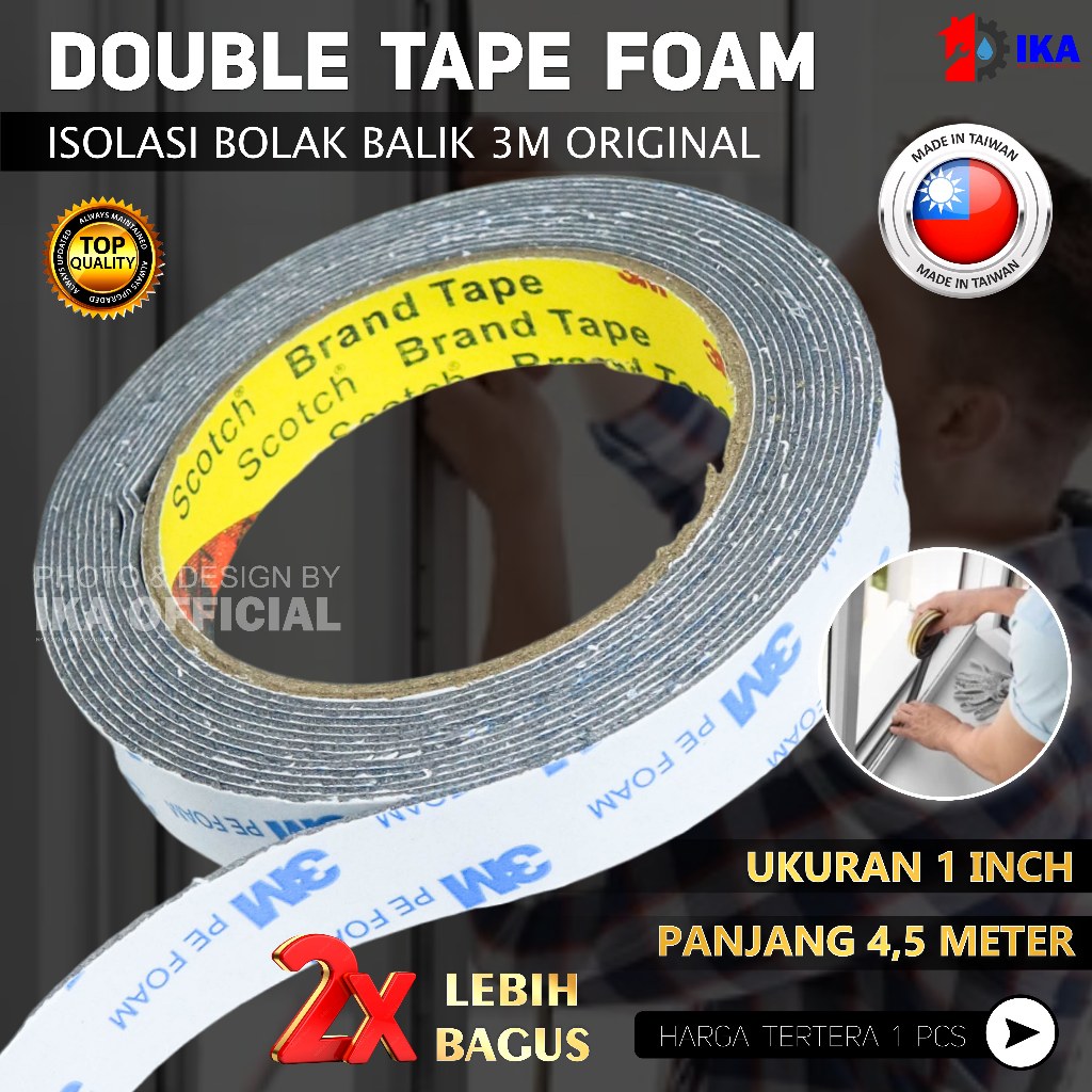 

Double Tape 3M Putih PE Foam 1600 T White 20mm X 4Mtr DOBLE TAPE 3M PE FOAM ISOLASI BOLAK BALIK 20MM x 4.5 METER DOUBLE TAPE 3M BUSA PE FOAM TAPE 2 CM X 4.5 M PEREKAT MOBIL & MOTOR