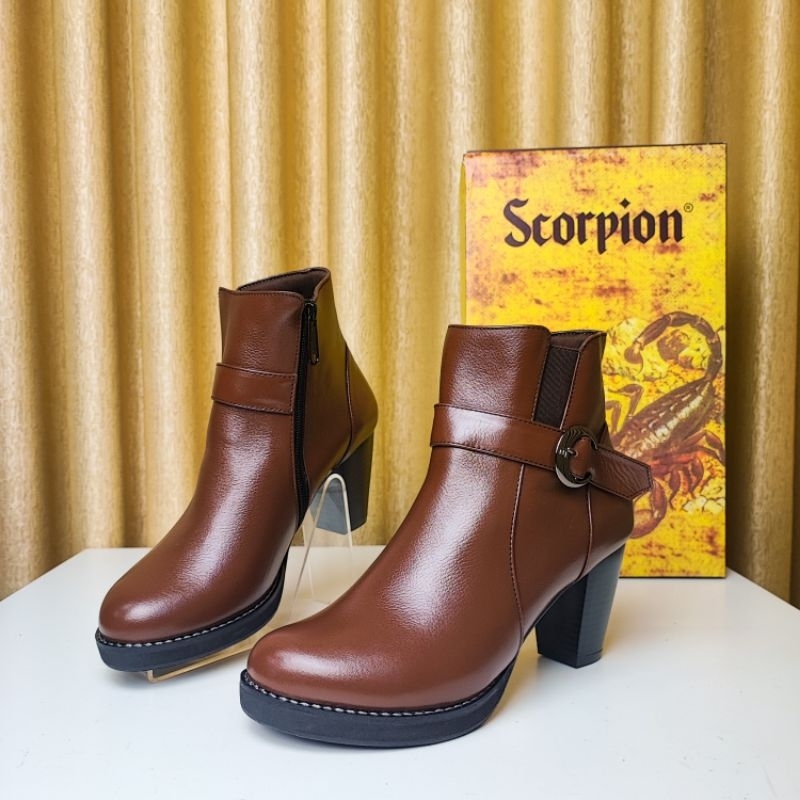 Original Scorpion 7303 Sepatu Boots/Formal/Casual Wanita Bahan Kulit