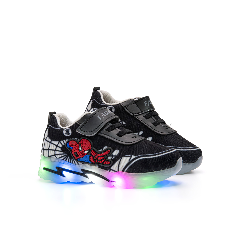 PENAWARAN SPESIAL Sepatu Anak Laki-laki Model Lampu Led / Sepatu Sneakers anak Karakter Spider -