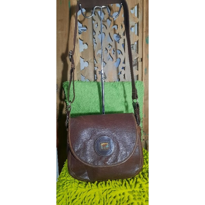 sling bag kulit asli (buffalo hide leather) (monza bag), harga nett no nego