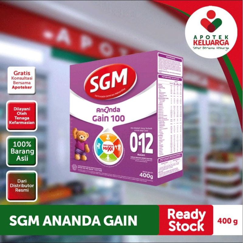 SGM ANANDA GAIN 100 0-12 BULAN/SUSU KALORI TINGGI/SUSU ANAK