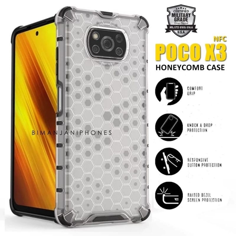 Case Poco X5 Poco X3 Pro PocoX3 NFC Soft Case Honeycomb TPU Hybrid Full Protection Armor Original