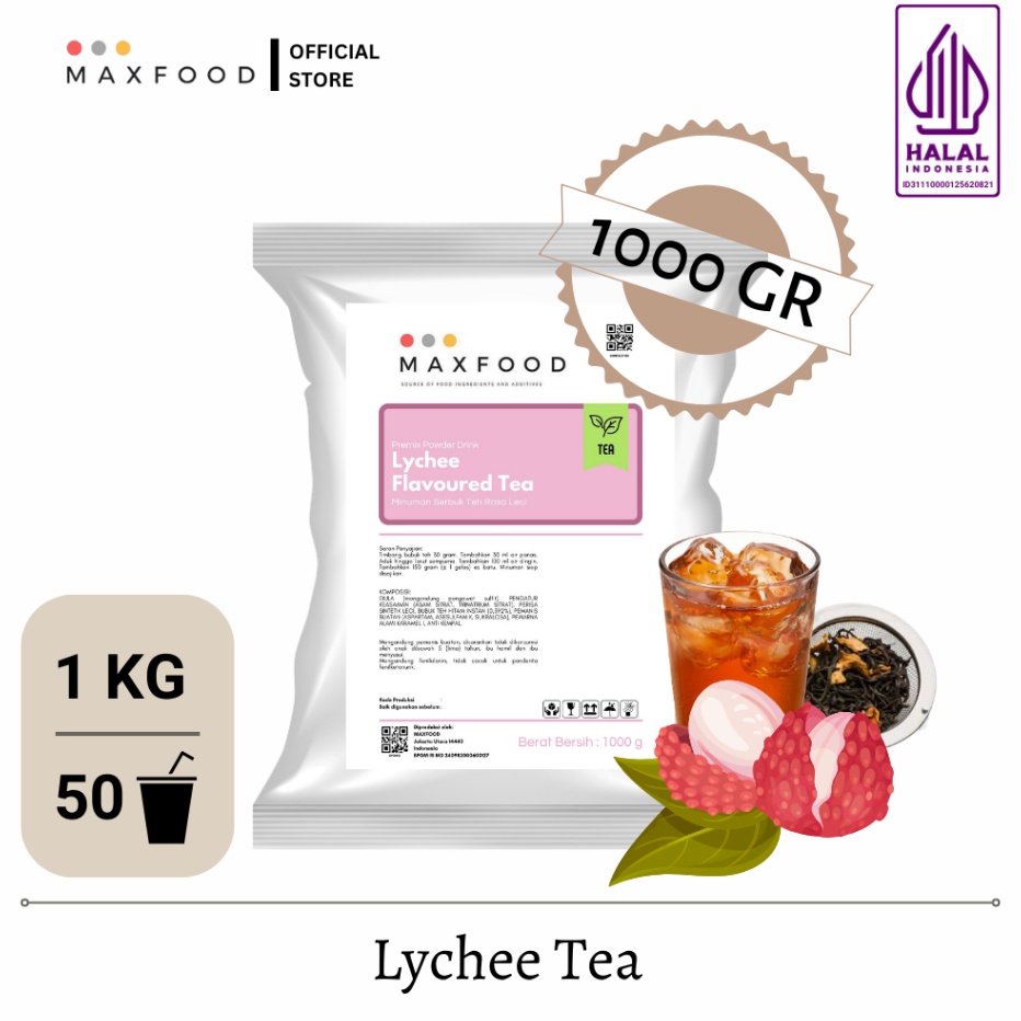 

TERMURAH MAXFOOD Lychee Tea Teh Leci Bubuk Minuman Teh Rasa Leci 1 Kg