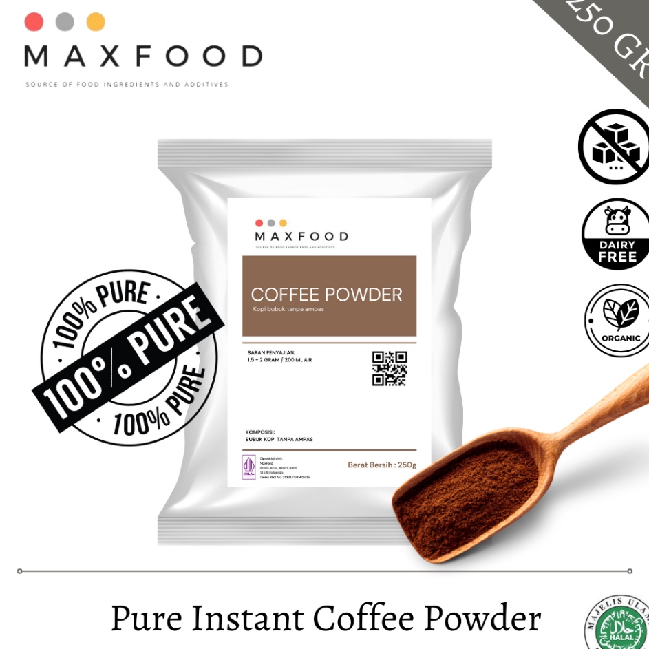 

XC26619 MAXFOOD Pure Instant Coffee Powder Bubuk Kopi Murni Tanpa Ampas 25 GR