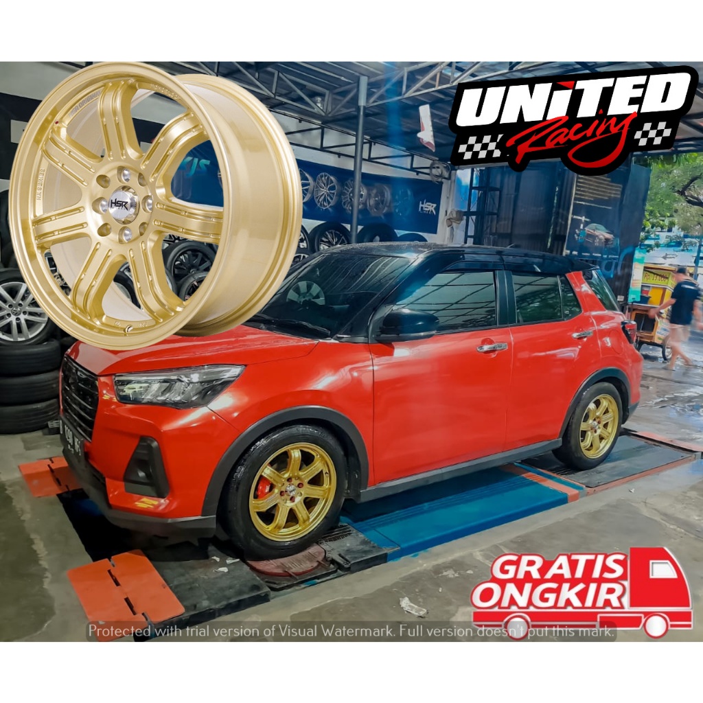 VELG MOBIL RING 17 RAIZE ROCKY HSR SIAK GOLD R17 ET42 PELEK RACING WARNA EMAS