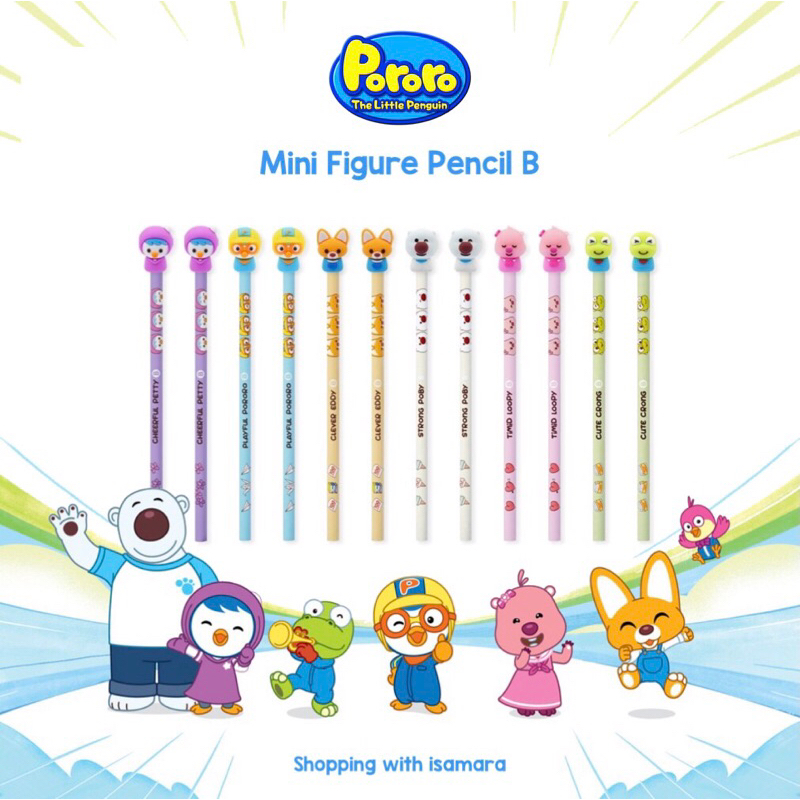 

Pororo Mini Figure Pencil B / Pensil dengan Karakter Pororo, Petty, Loopy, Crong, Eddy, dan Poby