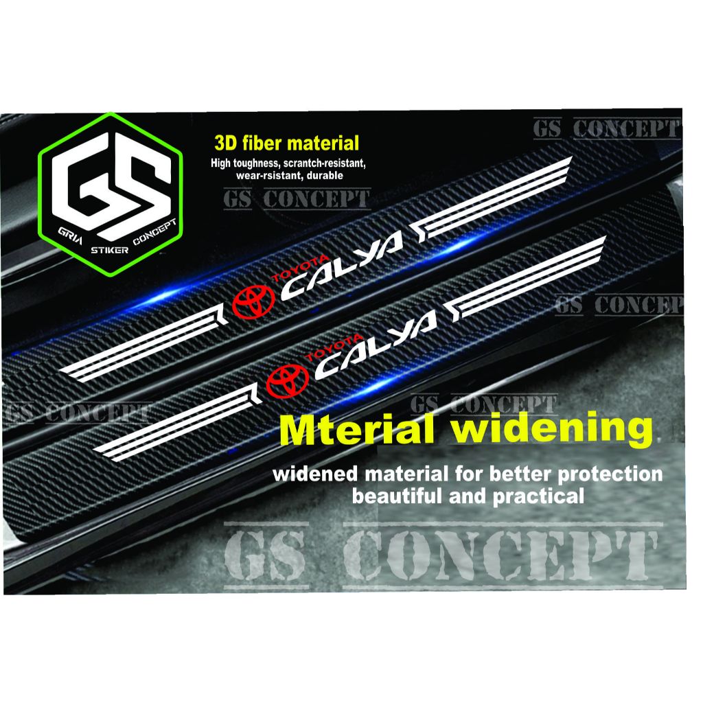 9 pcs sticker sill plate carbon 3d mobil calya sticker karbon 3d pelindung pijakan bumper bagasi mob