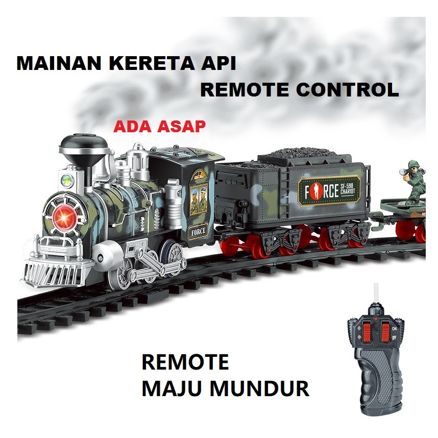 MAINAN ANAK EDUKASI PAKAI REMOTE CONTROL RC TRAIN RAIL REMOTE KONTROL KEREKA API ADA ASAP REL JALUR 