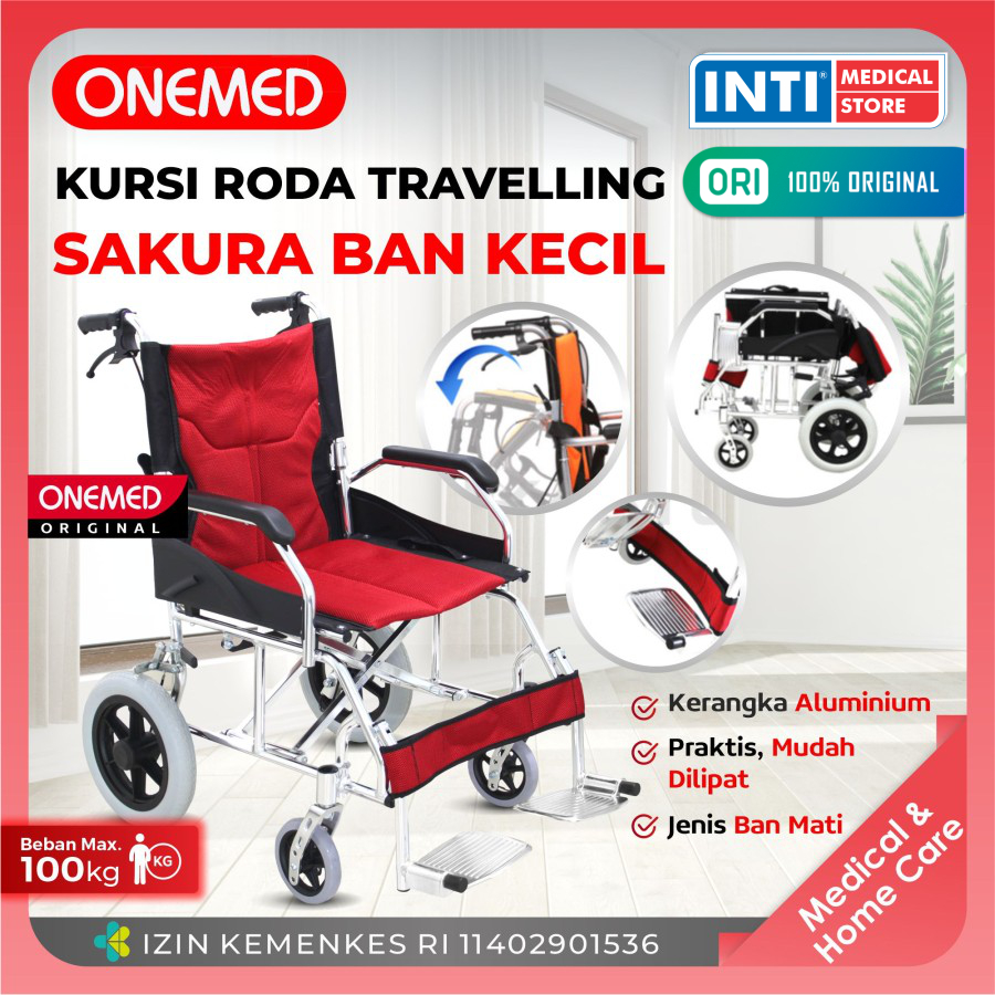ONEMED | Kursi Roda Traveling Ban Kecil Sakura