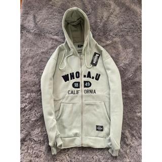 Jaket Hoodie WHO.AU Texs Bordir California 1849 Hijau Mint High Premium Distro Quality Bahan Tebal
