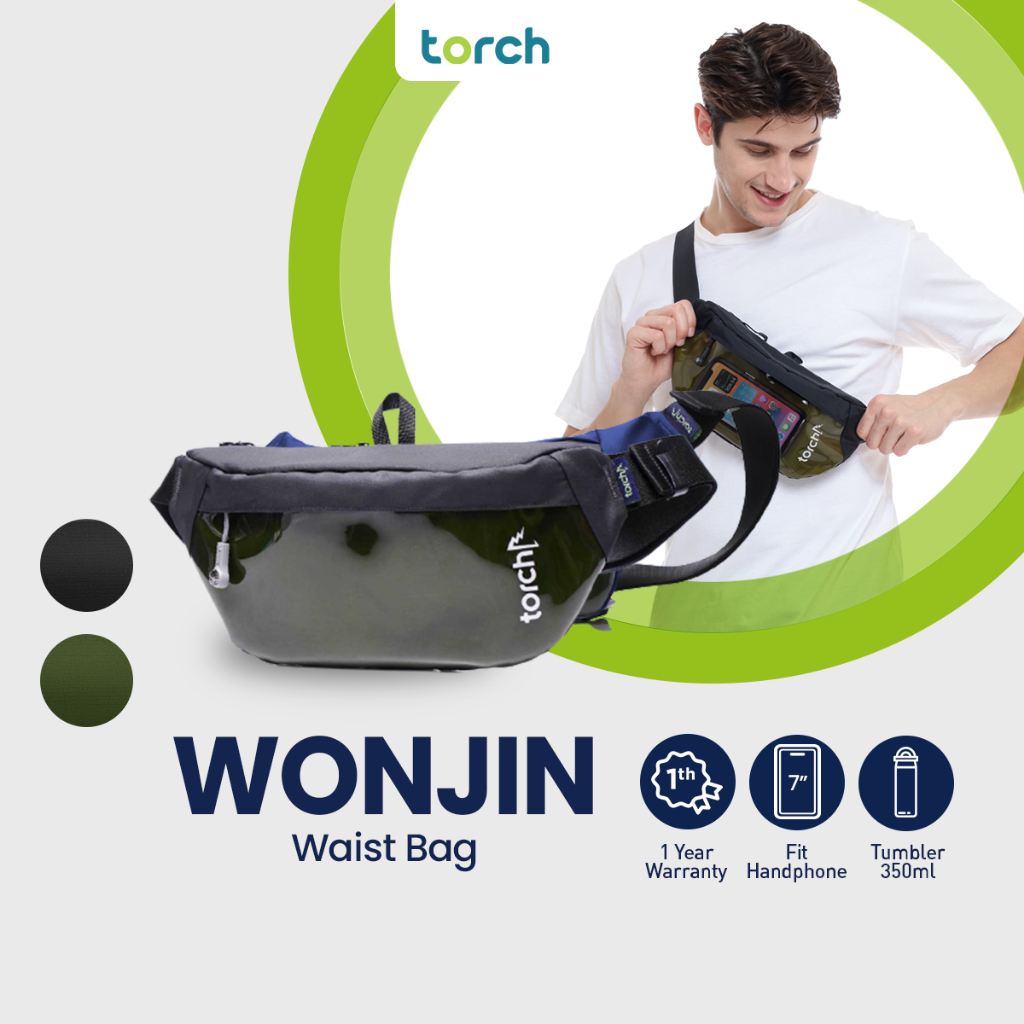TORCH Wonjin Tas Pinggang Selempang Konser Ringan Anti Air Pria Wanita - Waist Bag Waterproof Darklu