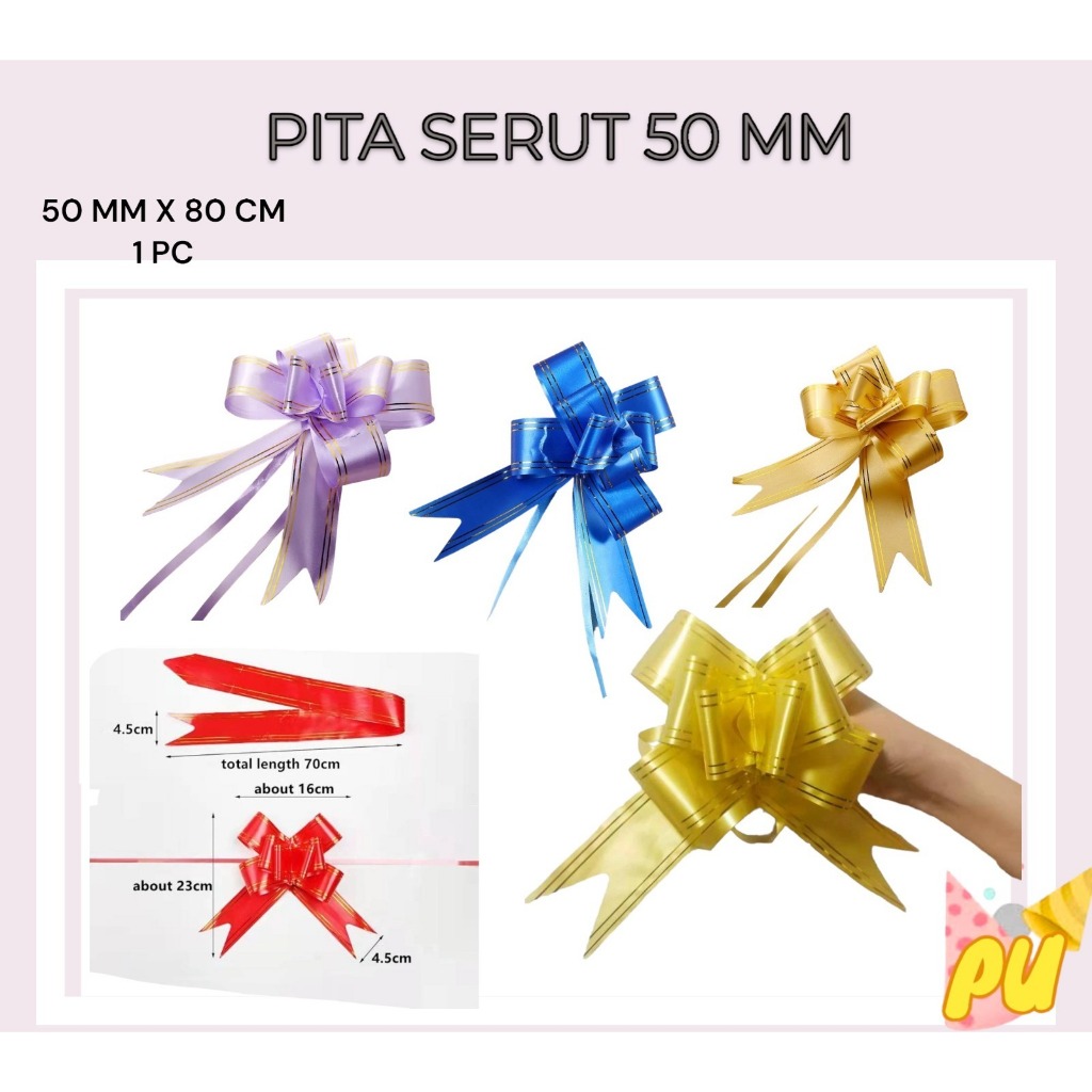 

Pita Serut 50 mm LIST EMAS / Pita Tarik BESAR / Hiasan Parcel Idul Fitri Lebaran